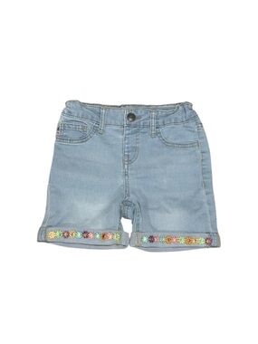 VIGOSS Girls Floral Embroidered Cuff Denim Shorts - Size S 7/8